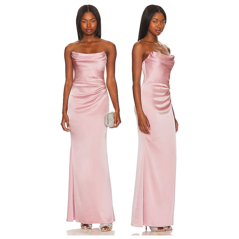 Katie May Taylor Gown Cowl Neck Strapless Formal Party Wedding Guest Prom Hoco S